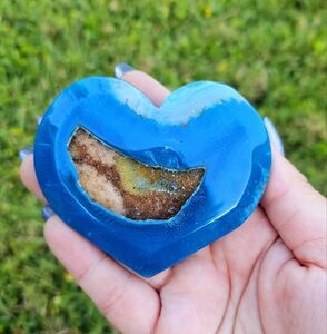 blue agate heart druzy listing